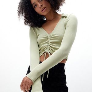 NEW PacSun Snowy Cinched Polo Long Sleeve Top